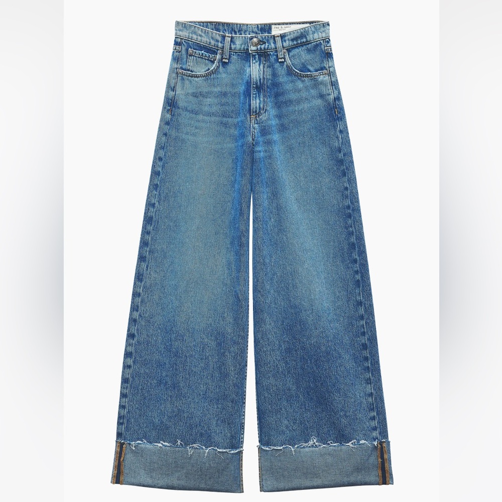 rag & bone Blue Wide-Leg Jeans
